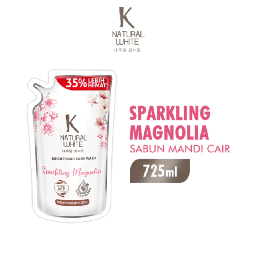K Natural White Sparkling Magnolia Brightening Body Wash Pouch 725ml