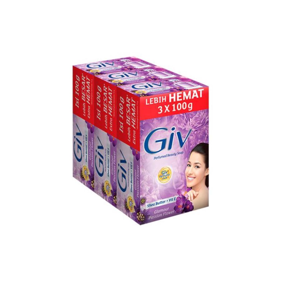 Giv Glamour Passion Flowers Sabun Batang 3pcs x 100gr 1pack