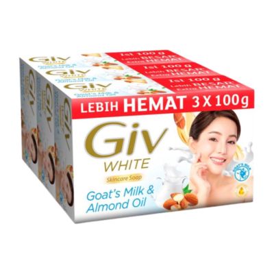 Giv White Goats Milk & Almond Oil Sabun Batang 3pcs x 100gr