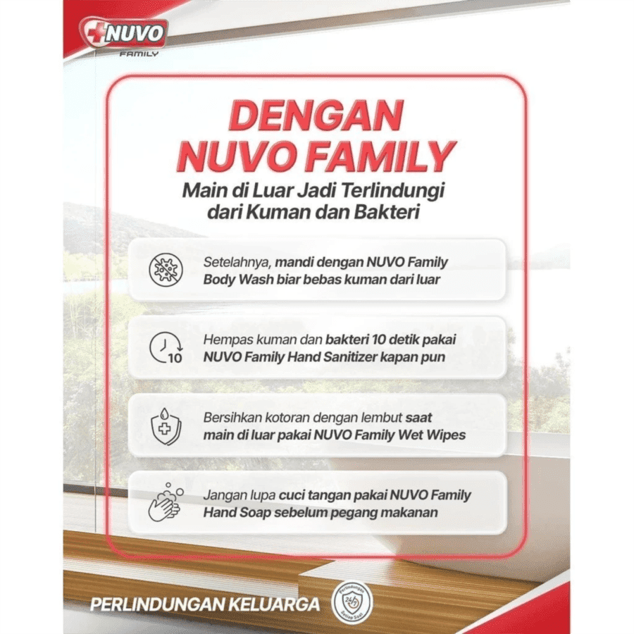 Nuvo Family Cool Protect Antibacterial Body Wash Pouch 800ml