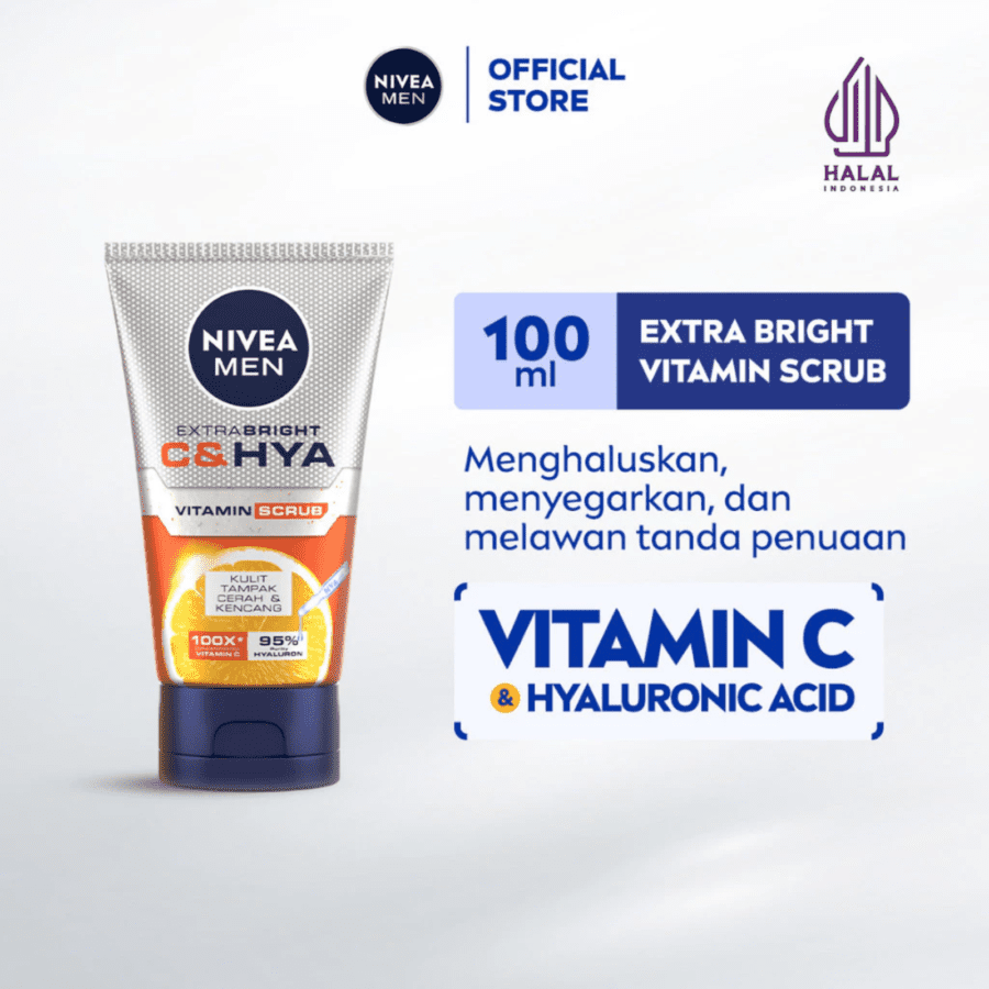 Nivea Men Extra Bright C & HYA Vitamin Scrub Facial Wash 100ml