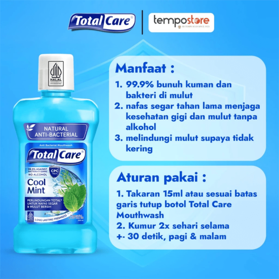 Total Care Cool Mint Antibacterial Mouthwash 250ml
