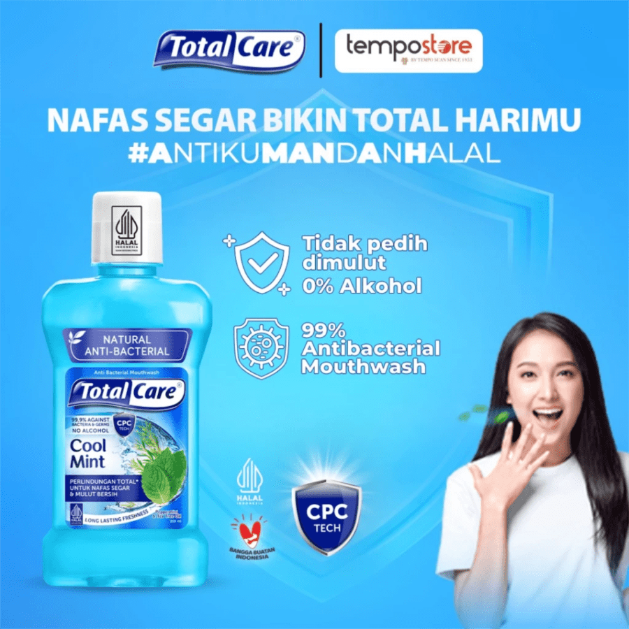 Total Care Cool Mint Antibacterial Mouthwash 250ml