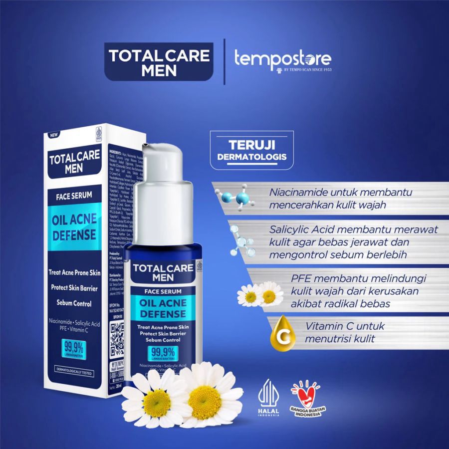 Total Care Men Oil Acne Defense Serum Wajah 20ml