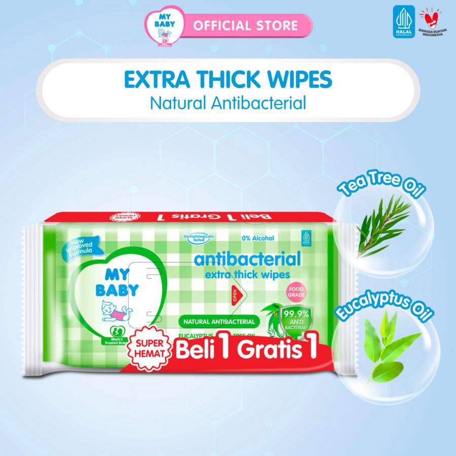 Buy 1 Get 1 My Baby Antibacterial Extra Thick Wipes Tea Tree Oil 1pack