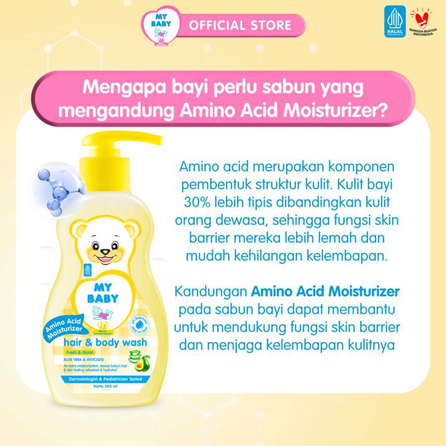 My Baby Hair & Body Wash Aloe Vera & Avocado Kebersihan Bayi 200ml