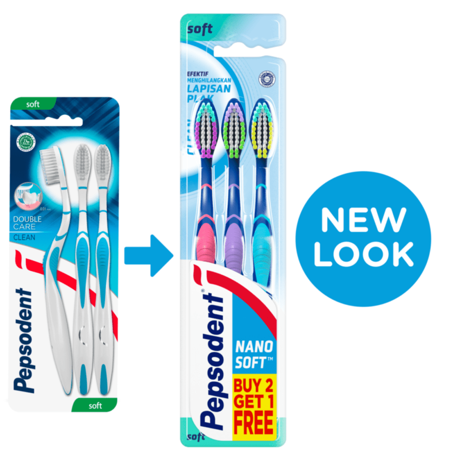 Pepsodent Nanosoft Clean Sikat Gigi 3pcs