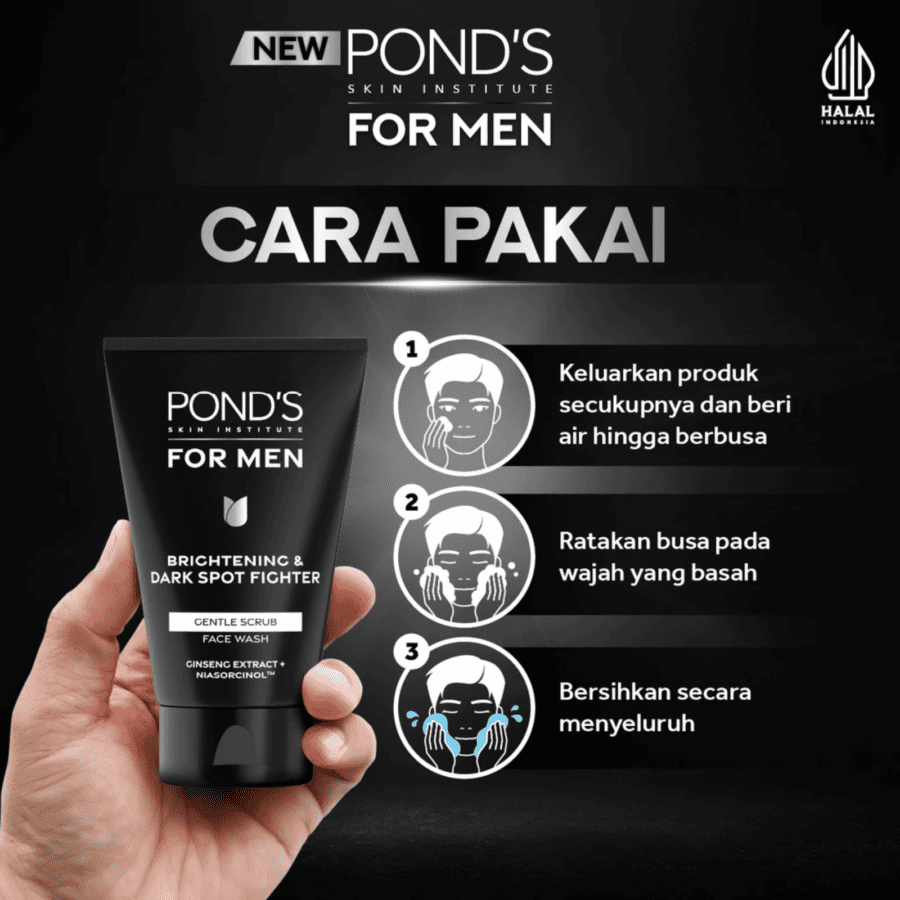 Pond's Men Brightening & Dark Spot Fighter Gentle Scrub Face Wash 50gram