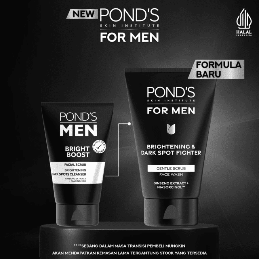 Pond's Men Brightening & Dark Spot Fighter Gentle Scrub Face Wash 50gram