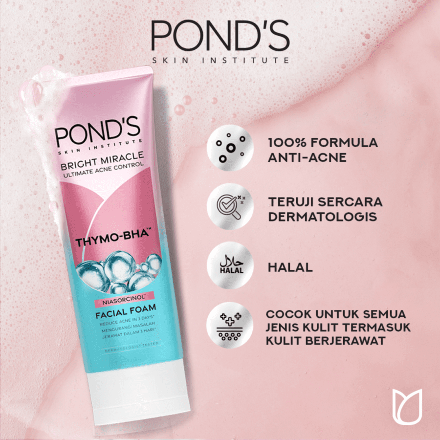 Pond'S Bright Miracle Ultimate Acne Control Tymo-BHA Niasorcinol Facial Foam