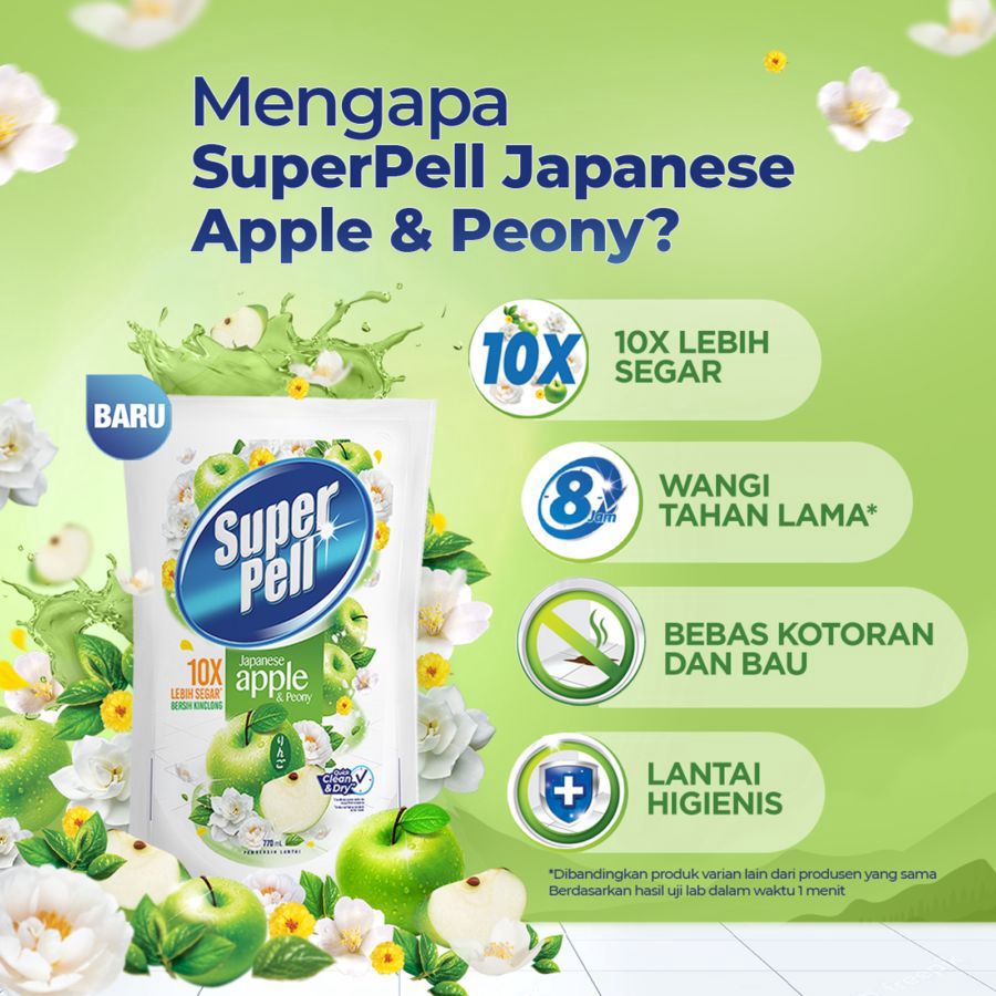 Superpell Japanese Apple & Peony Pembersih Lantai Pouch 1600ml