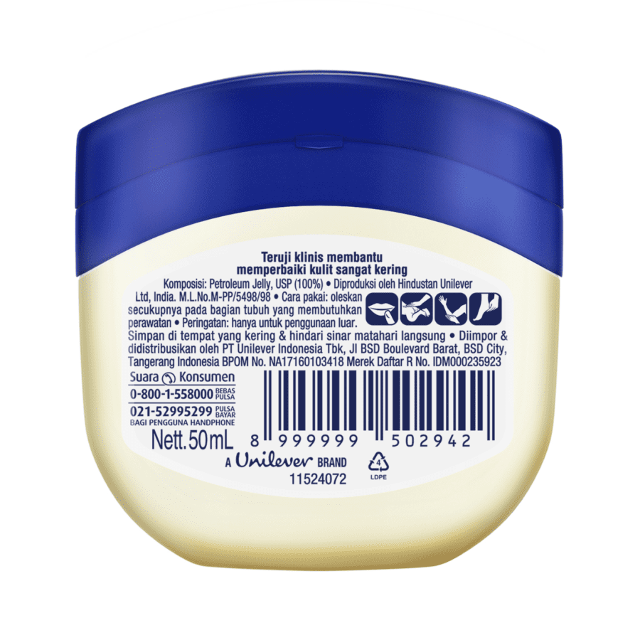 Vaseline Repairing Petroleum Jelly Original Pelembab Kulit Kering 50ml
