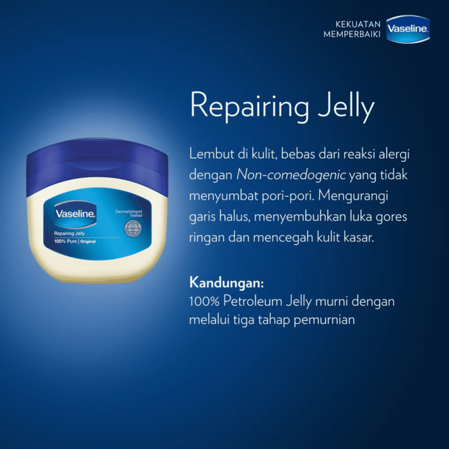 Vaseline Repairing Petroleum Jelly Original Pelembab Kulit Kering 50ml