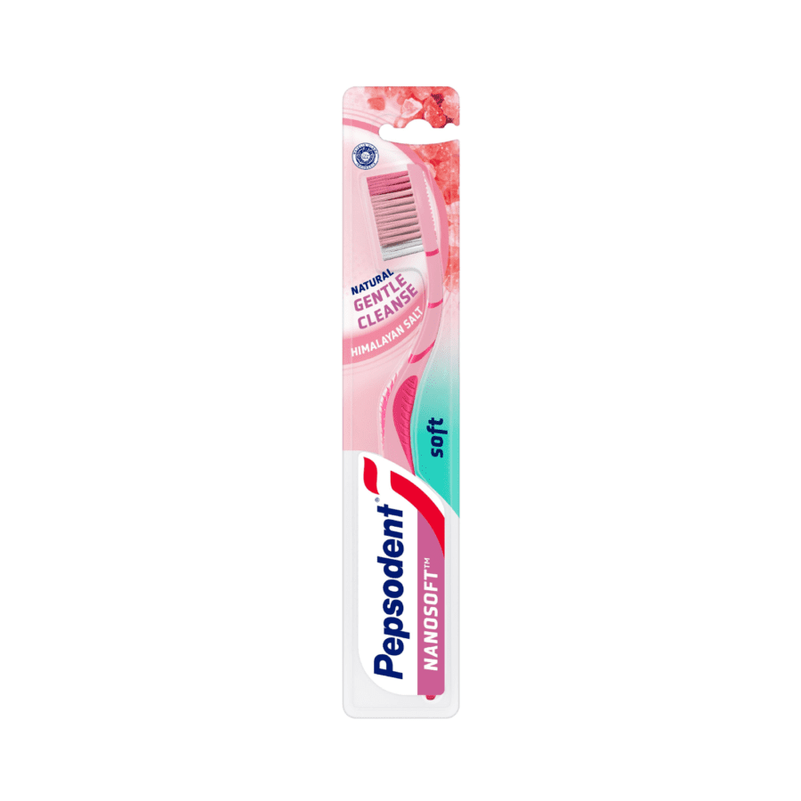 Pepsodent Nanosoft Natural Gentle Cleanse Himalayan Salt Soft Toothbrush 1pcs