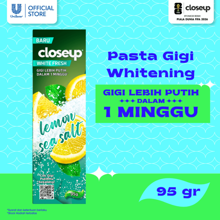 Closeup White Fresh Lemon Sea Salt Toothpaste 95gram