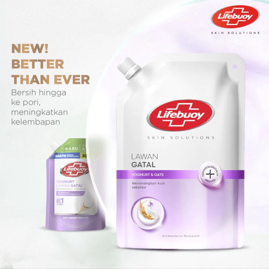 Lifebuoy Yoghurt & Oat Lawan Gatal Antibacterial Bodywash Refill Pouch