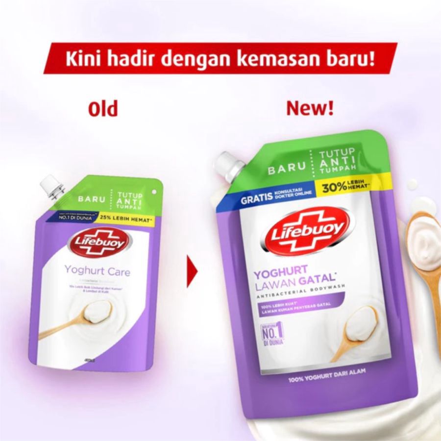 Lifebuoy Yoghurt & Oat Lawan Gatal Antibacterial Bodywash Refill Pouch