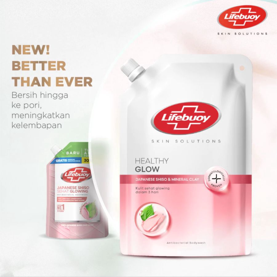 Lifebuoy Japanese Shiso & Mineral Clay Healty Glow Antibacterial Body Wash Refill Pouch