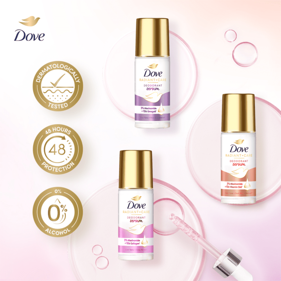 Dove Radiant + Care 3% Niacinamide + 10x Collagen Deodorant Serum Roll On 45ml