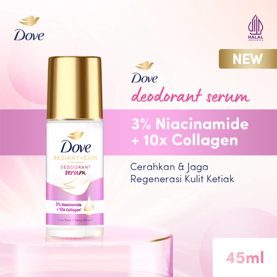 Dove Radiant + Care 3% Niacinamide + 10x Collagen Deodorant Serum Roll On 45ml