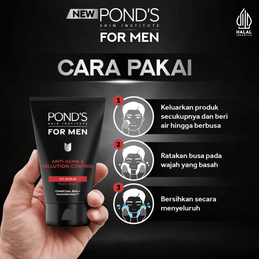 Pond's Men Anti Acne & Pollution Control Icy Scrub Face Wash 100gram