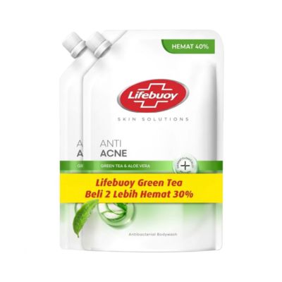 Lifebuoy Anti Acne Greentea & Aloe Vera Antibacterial Body Wash Refill 2pcs