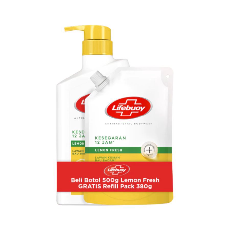 Buy 1 Lifebuoy Lemon Fresh Anti Bacterial Body Wash Pump 500gram Get 1 Lifebuoy Lemon Fresh Anti Bacterial Body Wash Pouch 380gram 1pack