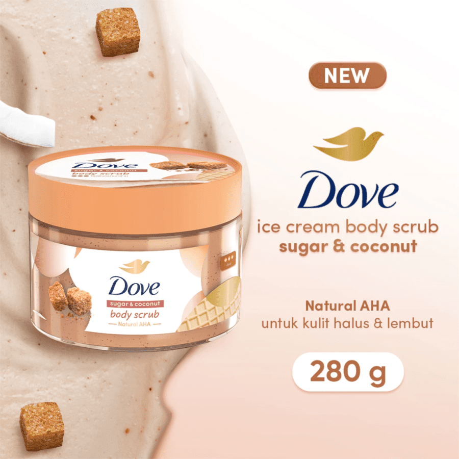 Dove Ice Cream Sugar & Coconut Natural AHA Body Scrub 280gram