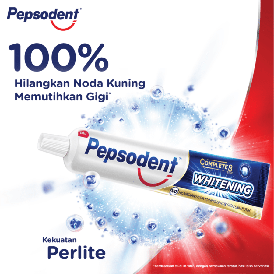 Pepsodent Complete 8 Plus Whitening Pasta Gigi