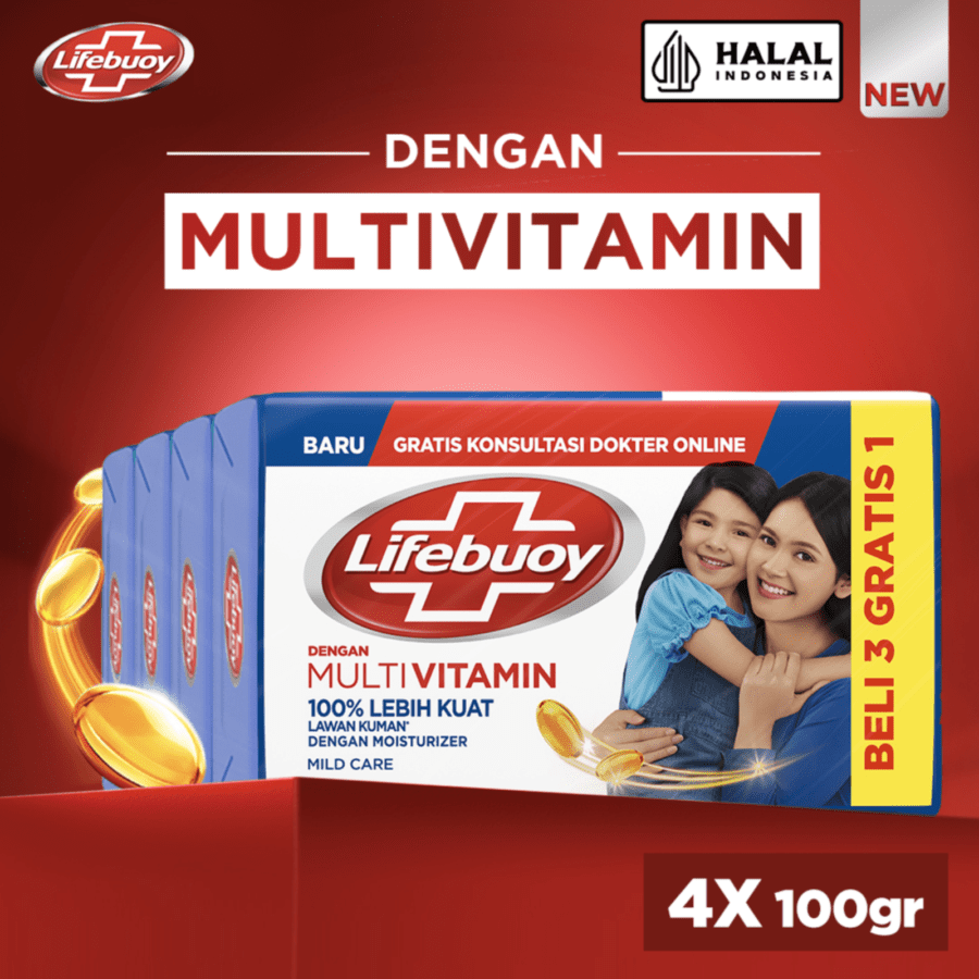 Lifebuoy Mild Care Antibacterial Barsoap 4pcs 100gram