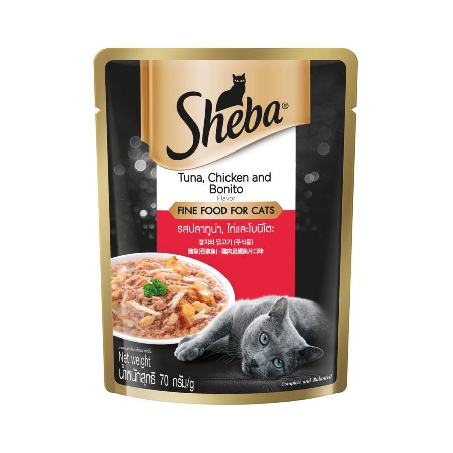 Sheba Tuna Chicken Bonito Adult Makanan Kucing Basah 70gram
