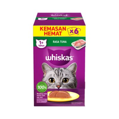 Whiskas Tuna 1+ Tahun Makanan Kucing Basah 6 sachet x 80 gram