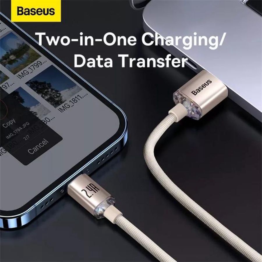 Baseus Crystal Shine Series Fast Charging Data Cable USB Type A to Lightning 2.4 A 2 M Black 1pcs
