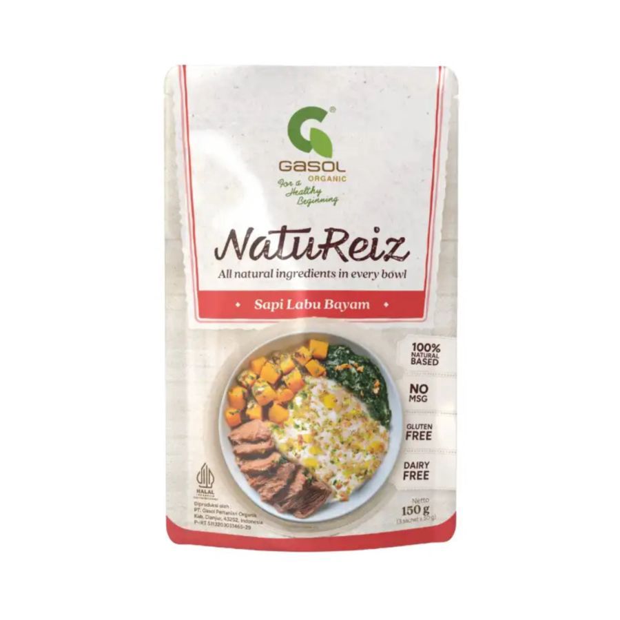 GASOL Organic Natureiz Rice Booster Sapi, Labu, dan Bayam MPASI 150gram