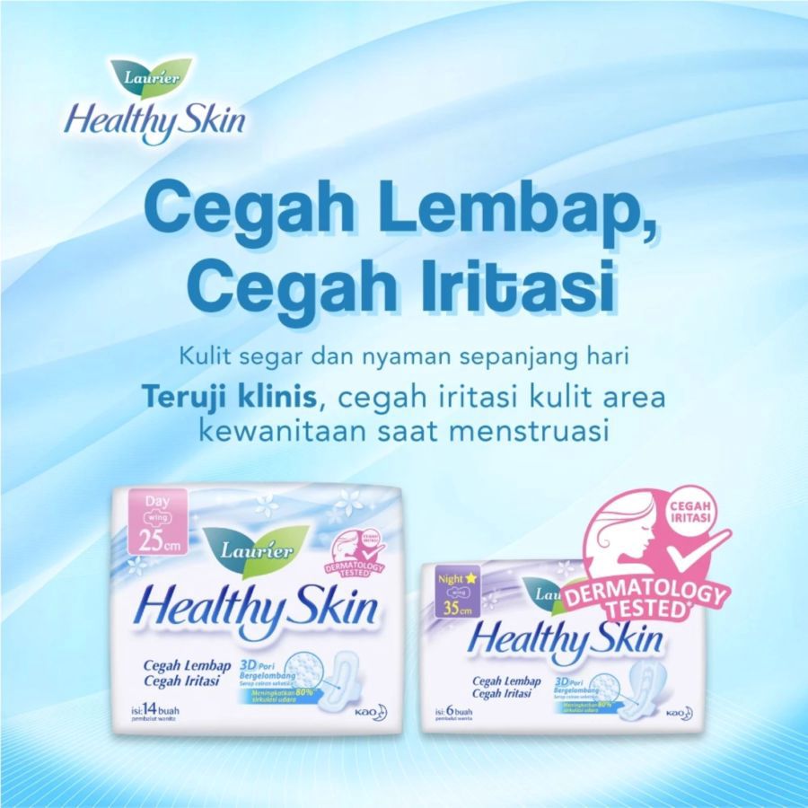 Laurier Healthy Skin Day Wing 25cm Pembalut Kewanitaan 14pcs