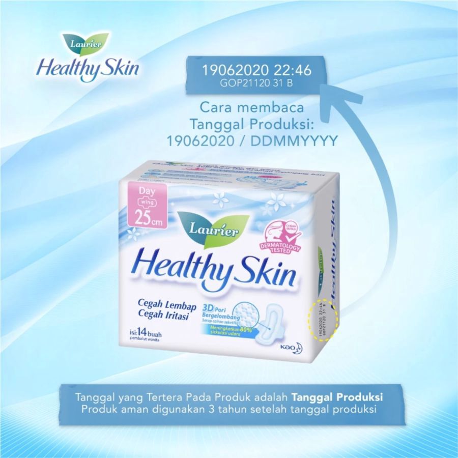 Laurier Healthy Skin Day Wing 25cm Pembalut Kewanitaan 14pcs