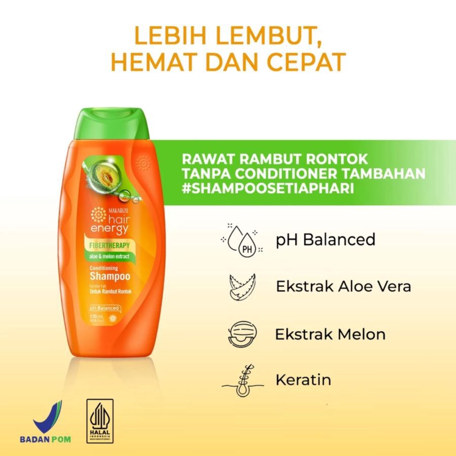 Makarizo Hair Energy Fibertherapy Aloe & Melon Conditioning Shampoo 170ml