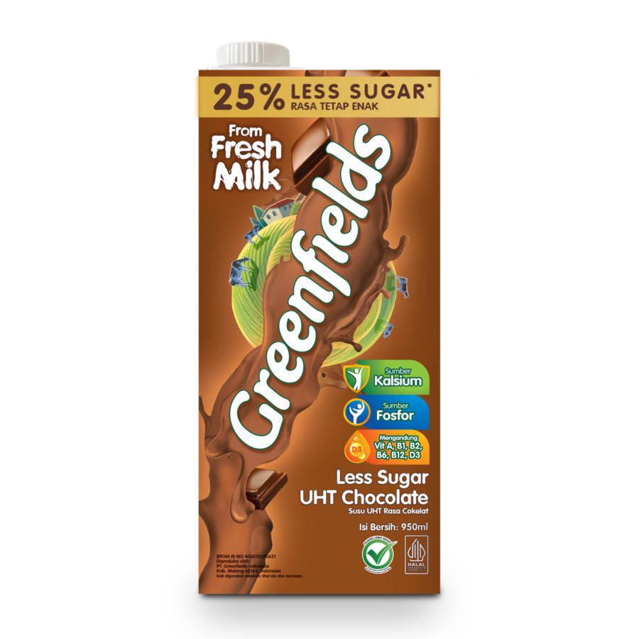 Greenfields Chocolate Susu UHT Less Sugar