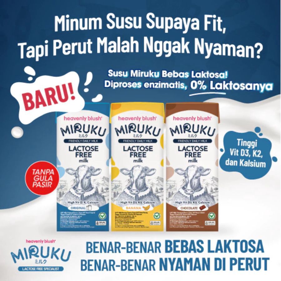 Heavenly Blush Miruku Chocolate Lactose Free Susu UHT 180ml