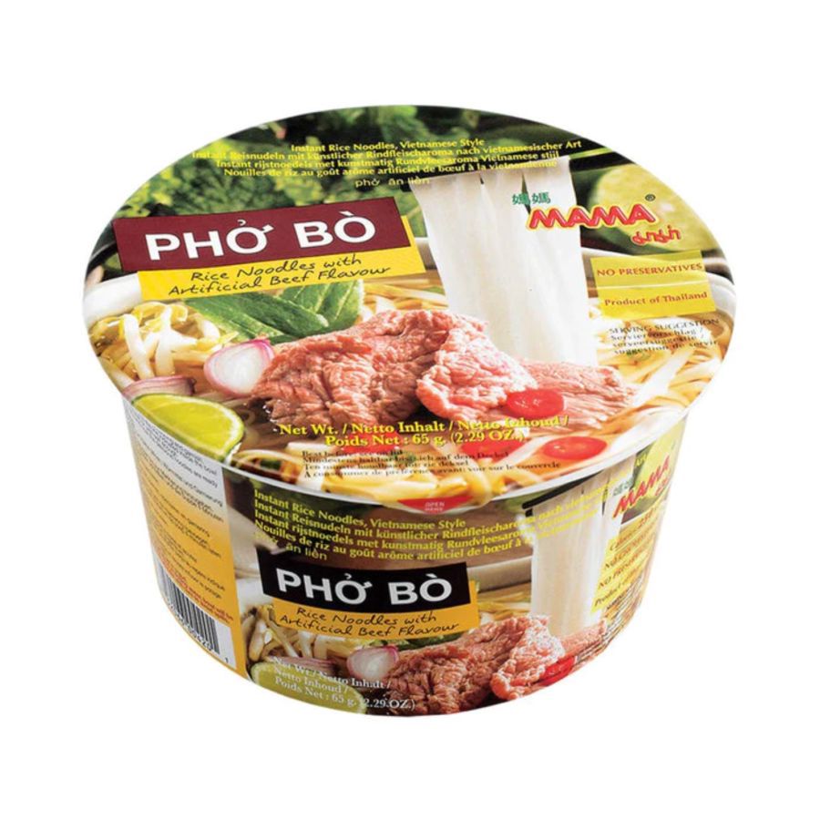 Mama Pho Bo Rice Noodles Beef Flavour Cup