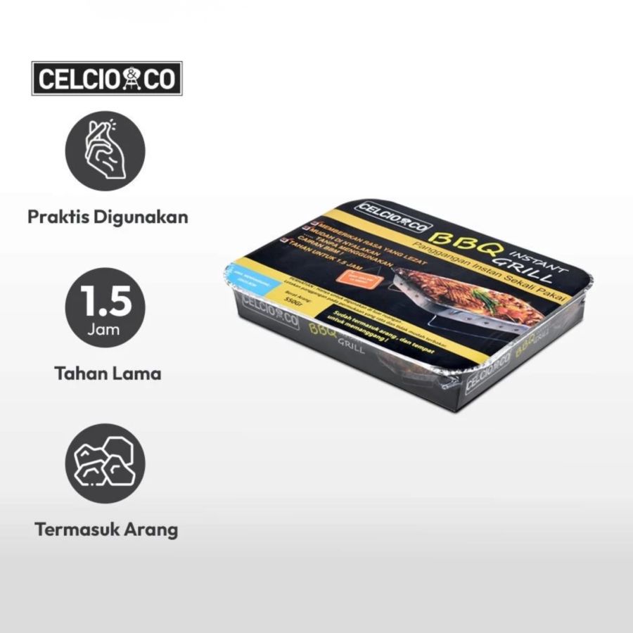 Celcio & Co Pemanggang Arang BBQ Lipat instan 550gram