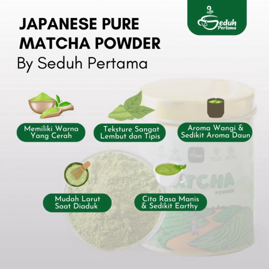 Seduh Pertama 100% Pure Uji Matcha Japan Premium Grade Toples 100gram
