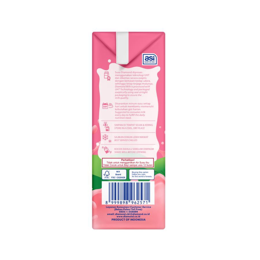 Diamond Strawberry Susu UHT 200ml