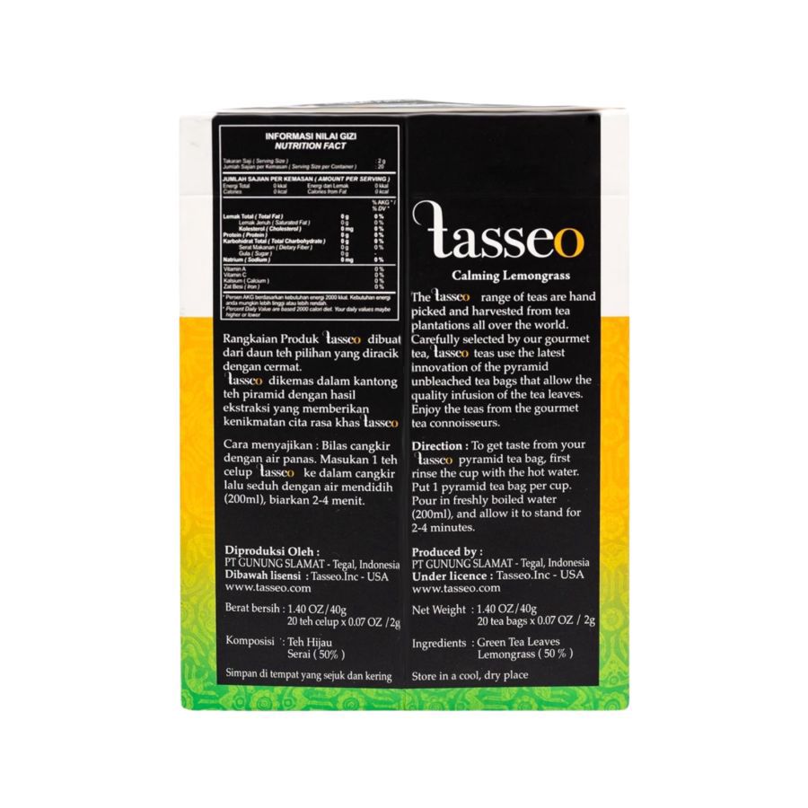Tasseo Calming Lemongrass Premium Tea Bag 20bags