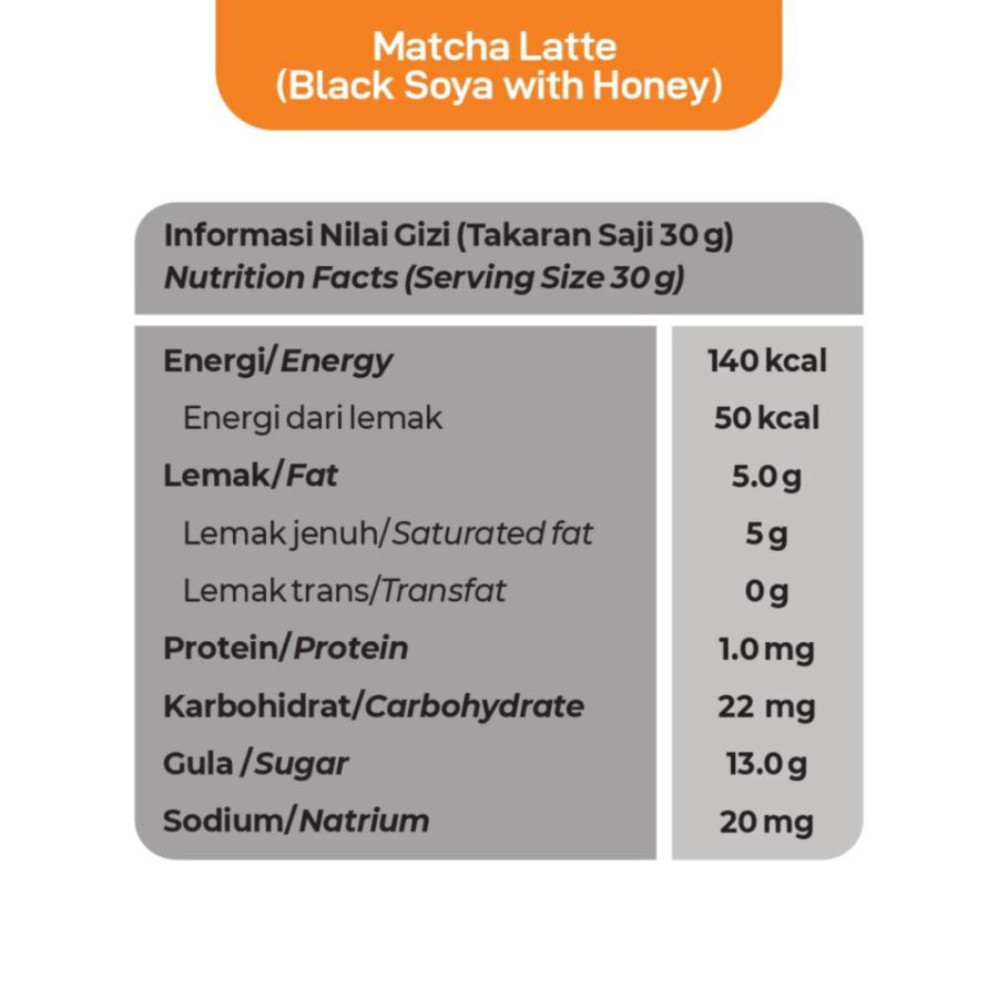 CY Matcha Latte Black Soya with Honey Box 8 sachets 240gram