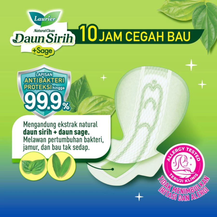 Laurier Natural Clean Daun Sirih Night Wing 35 cm Pembalut Kewanitaan 12pads