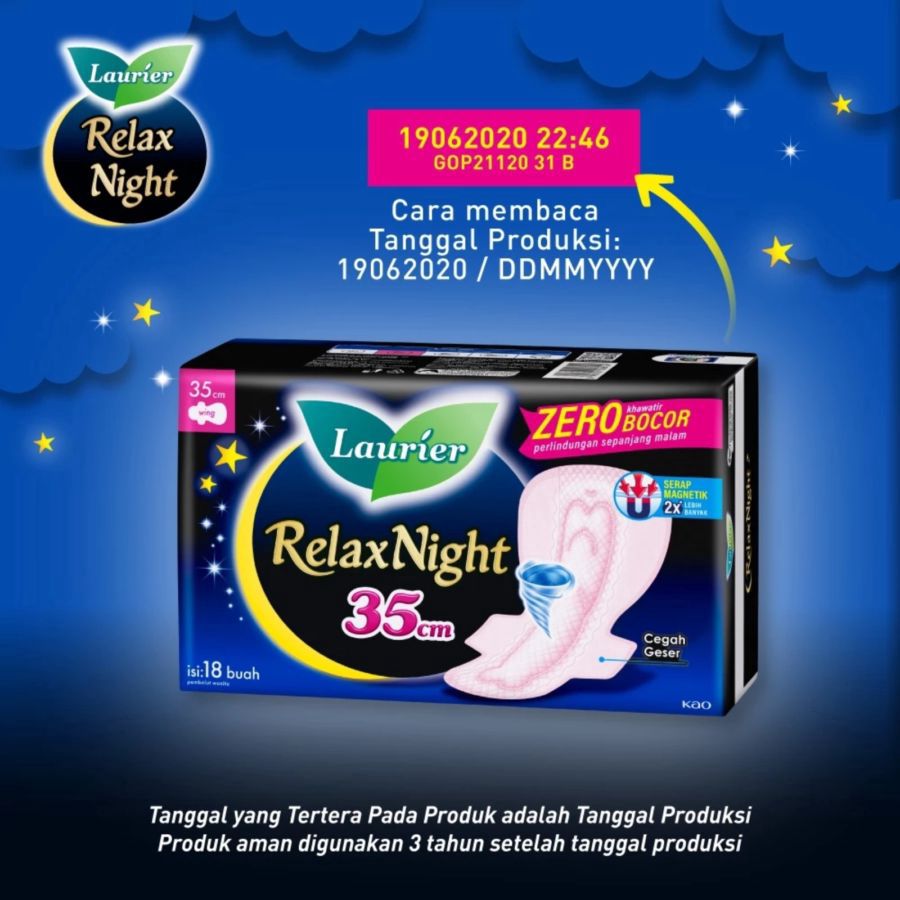 Laurier Relax Night Wing 30cm Pembalut Kewanitaan 24pads