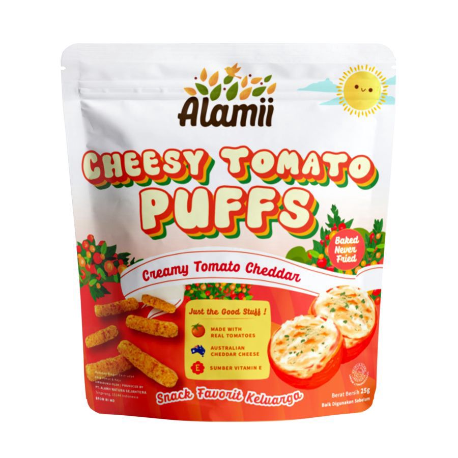 Alamii Cheesy Tomato Puffs Snack Bayi 1+ Tahun 25gram