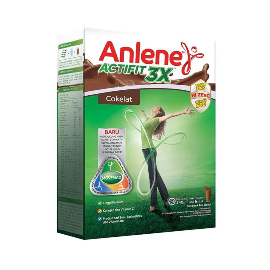 Anlene Actifit 3X Cokelat Susu Bubuk Dewasa 230gram