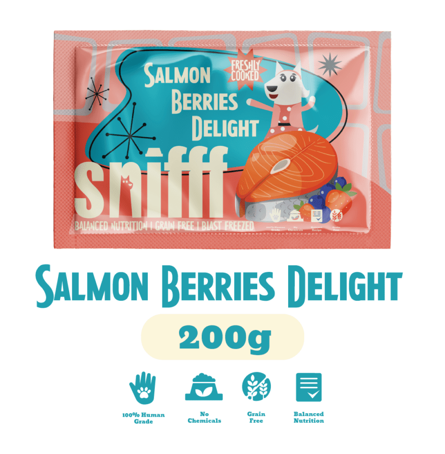 SNIFFF Bowl Salmon Berries Makanan Anjing Basah